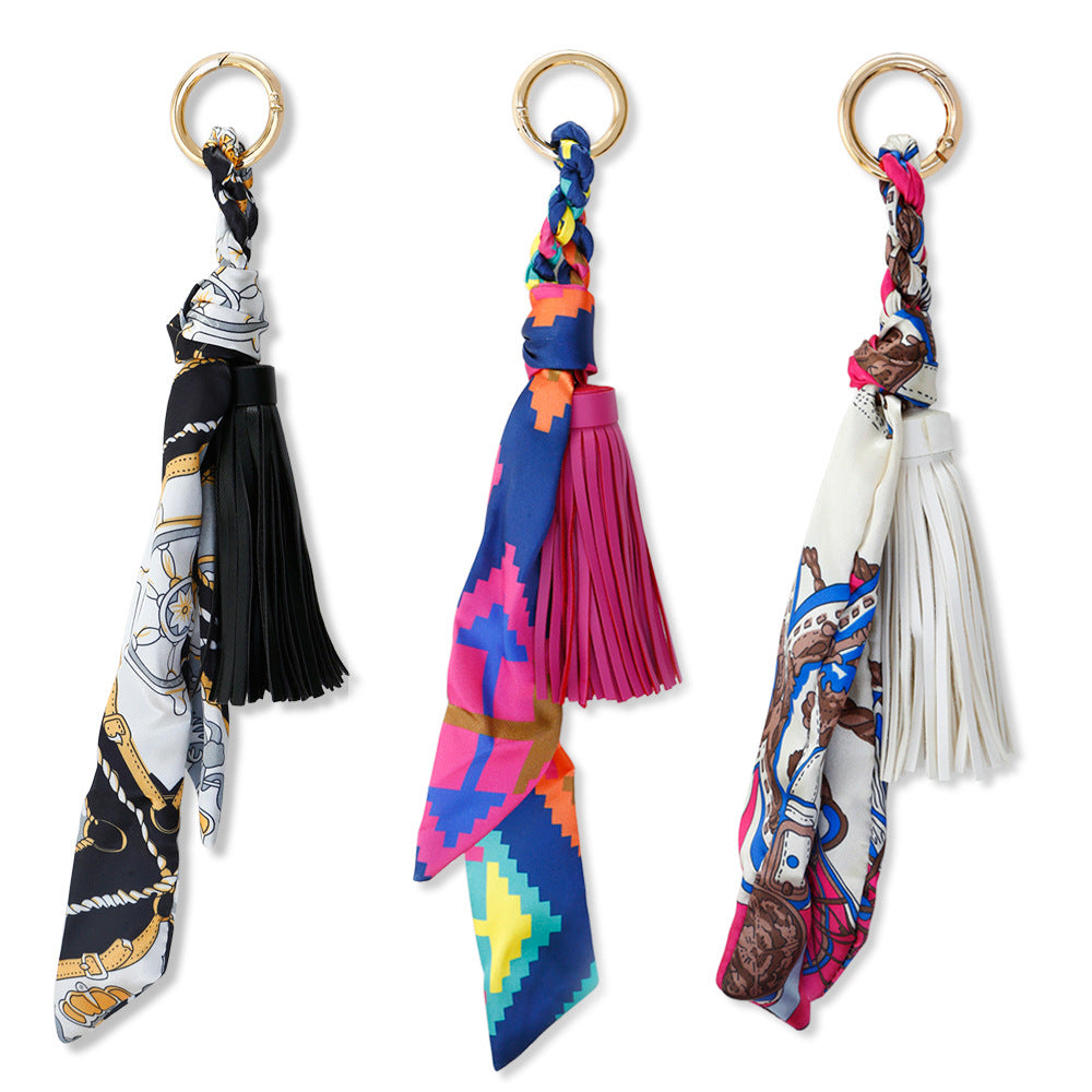 Wholesale PU Tassel Ethnic Keychain